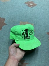 Vintage 90s SnapBack hat cap winning tradition safety #1 USA made neon green