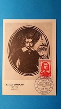 FRANCE CARTE MAXIMUM YVERT 1068 CHAMPLAIN EXPLORATEUR 12F+ 3F PARIS 1956 L 199