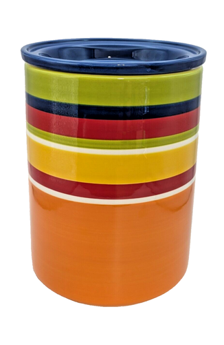 RARO!! Bidone arcobaleno Pier 1 Imports Summer Stripes con coperchio (vedi foto) leggi. - Foto 3 di 9