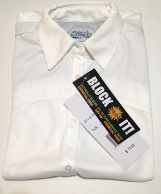 WOMEN'S WHITE FORM-FIT NATURAL BLOCK IT! SHIRT by GUIDE'S CHOICE LARGE NEW