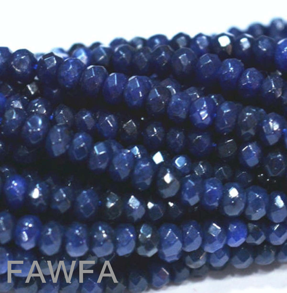 Wholesale Natural 2x4mm Faceted Dark Sapphire Abacus Gems Loose Beads