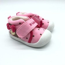 Baby Girls Hi Top Sneakers Hook Loop Polka Dot Bow Pink US Size 3