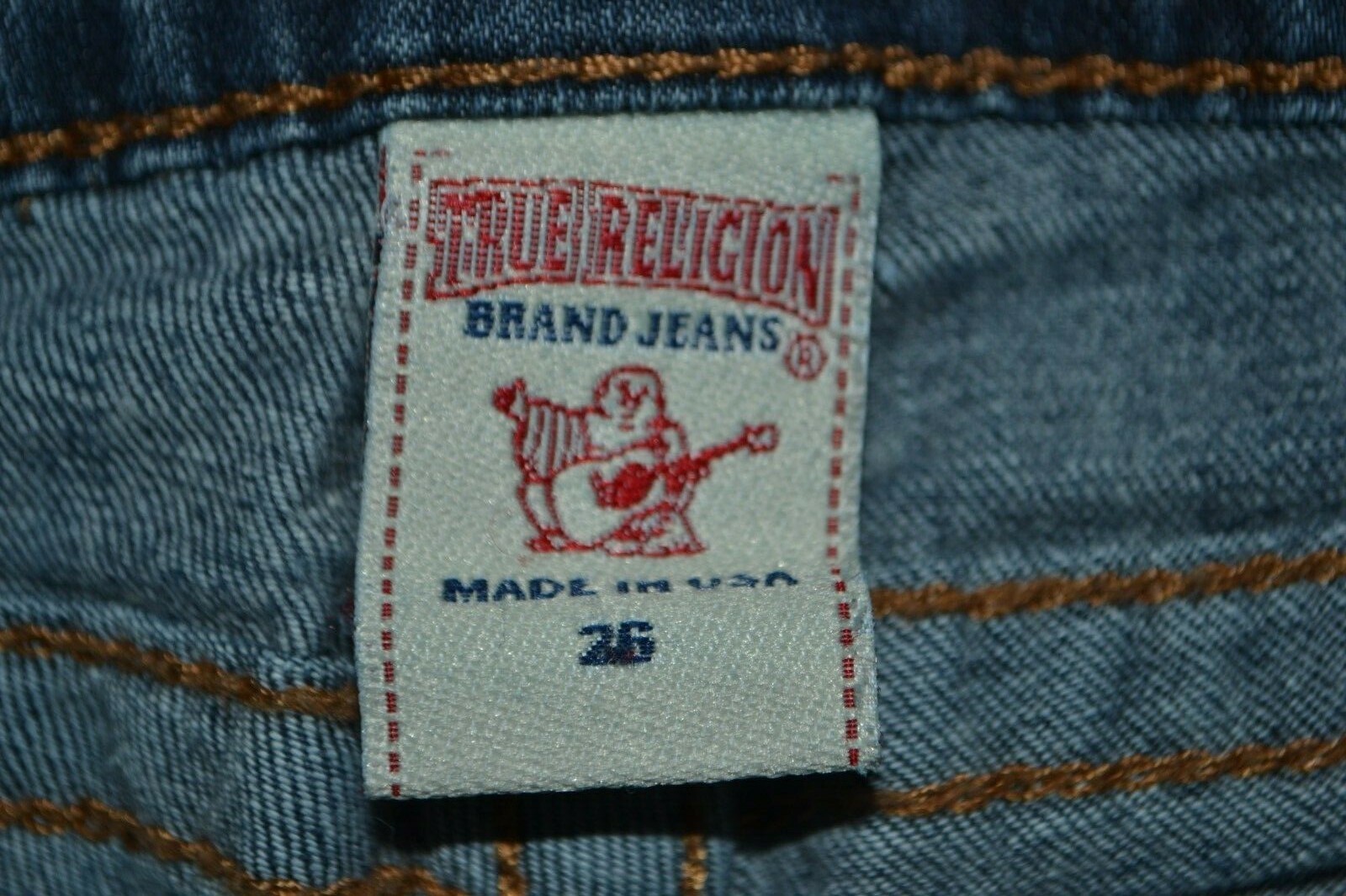 True Religion Women's Straight Pocket Flaps Blue Denim Jeans Sz 26x33 thumbnail 9