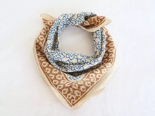 Hand Printed blue and brown Bandana soft Plant Dyed Neckerchief block print