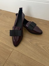 Women Burgundy Patent Flats Ballerina Slip On Casual Pointy Shoes UK 6 Eur 40