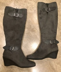 aerosoles wedge boots suede