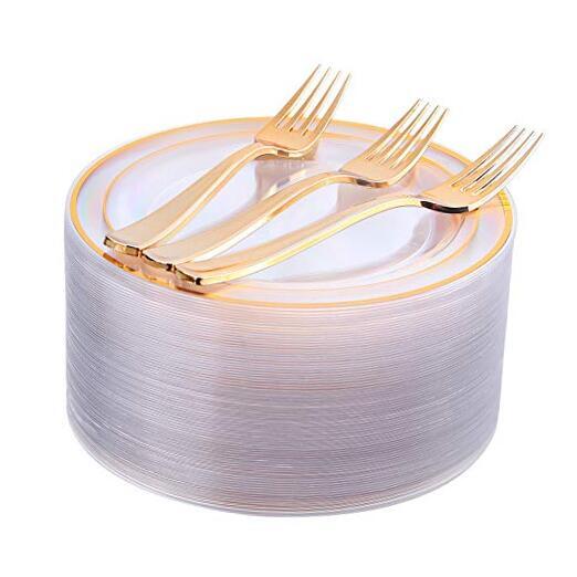 72 Pieces Gold Dessert Plates 7.5