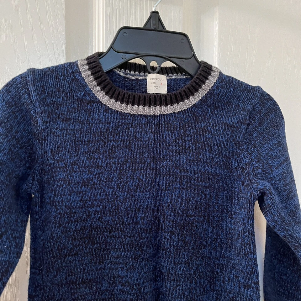 Crewcuts J экипажа Crewneck пуловер свитер синий хлопок мальчиков размер 3 - Изображение 2 из 4