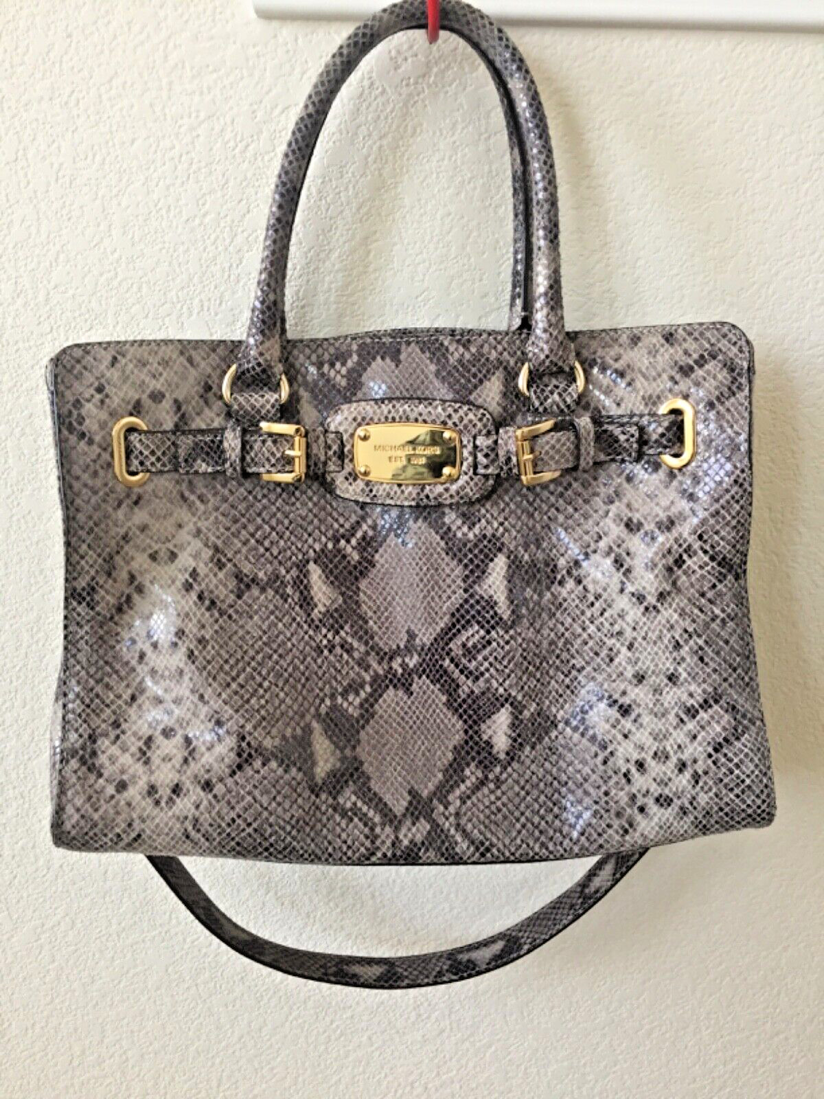 Michael Kors Hamilton python embossed large satch… - image 1