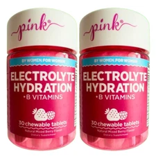 2 Pack ~ Pink Electrolyte Hydration +B Vitamins 30 Chewable Tabs Each ~ 10/26