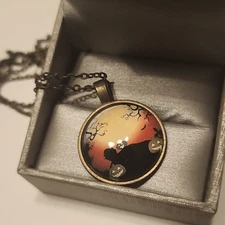 Halloween Pumpkin Pendant Necklace Womens Jewelry Spooky Season 20" Chain