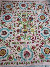 Cotton suzani bedsheet table cover woolen embroidery wall hanging