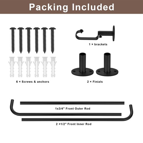 2 Pack Black Curtain Rod 48-84 Inch, Blackout Curtain Rod Wrap Around Design,... - Picture 7 of 8