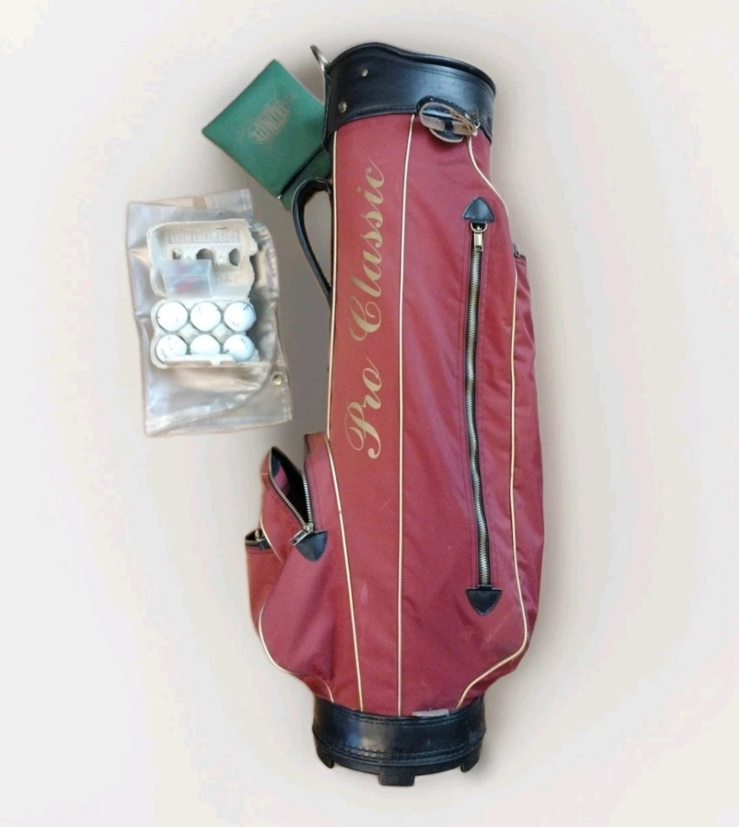 Vintage Wilson Pro Classic Golf Bag Faux Leather Red And Black