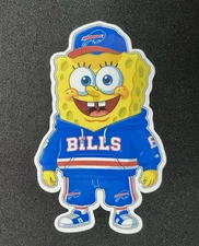 Large Premium Vinyl Sticker - Buffalo Bills Fan Sponge Bob - Great Gift!