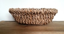 Natural rustic hand made decorative / storage oval straw wicker basket