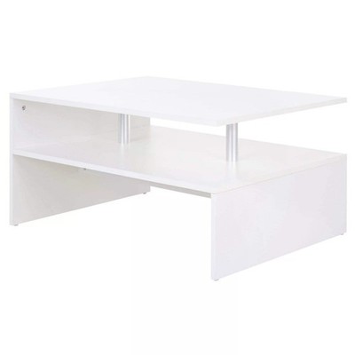 2-stufiger Couchtisch, moderner rechteckiger Design Beistell-/Beistelltisch mit offener Ablage, f