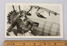 Vintage Photo Pilot & Boeing Stearman PT-13 Biplane Airplane Trainer c. 1940