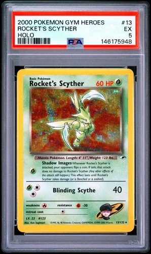 2000 POKEMON GYM HEROES HOLO #13 ROCKET'S SCYTHER PSA 5