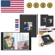 Photo Album 4x6 100 Pockets 2 Packs, Small Mini Capacity Linen Photo Album Bu...