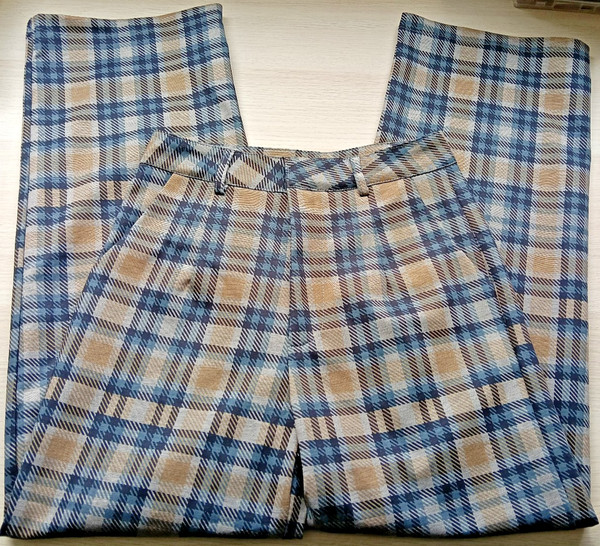 Valleygirl Plaid  Straight Leg Cotton Pants - 8
