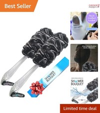Loofah Charcoal Back Scrubber 2-Pack Long-Handle Soft Mesh Bath Sponge