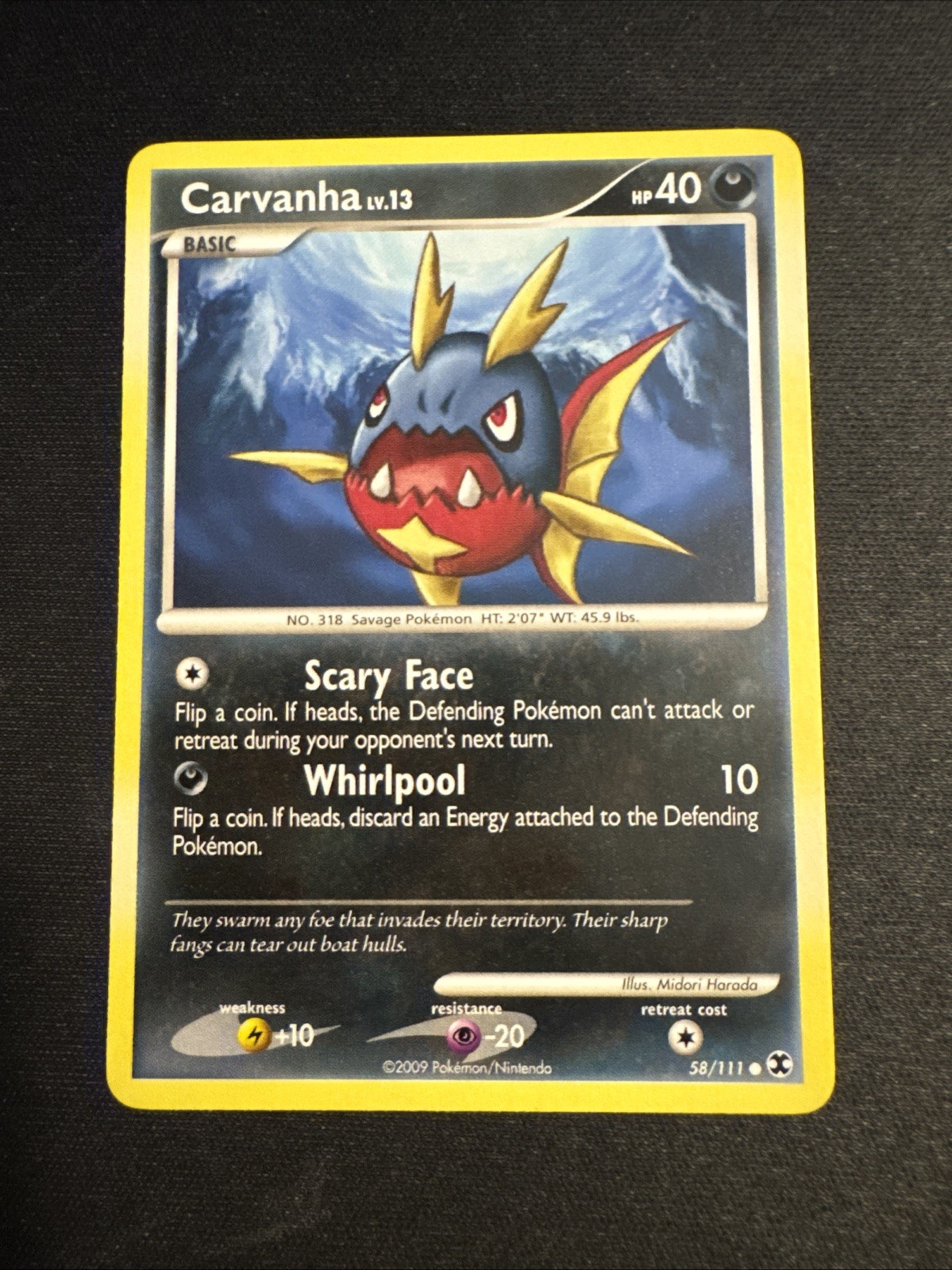 Pokemon Carvanha 58/111 Platinum Rising Rivals Common