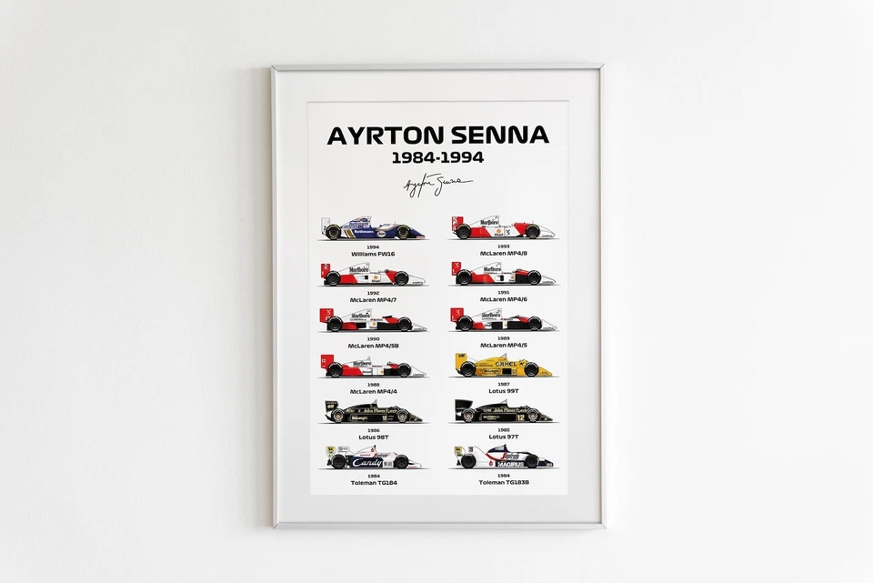 Póster Ayrton Senna F1 - Impresión clásica de arte de pared McLaren Racing para decoración del hogar Foto 3 de 3