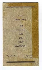 1934 Oklahoma Farm Real Estate Association Dinner Menu and Program Tiger Tavern