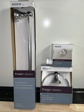 3 Pack Lot Moen Preston Bathroom 18  Towel Bar/Towel Ring/Robe Hook Chrome