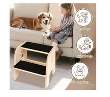 Cozy Lazy Dog Stairs, Wooden 3-Step Dog Ramp