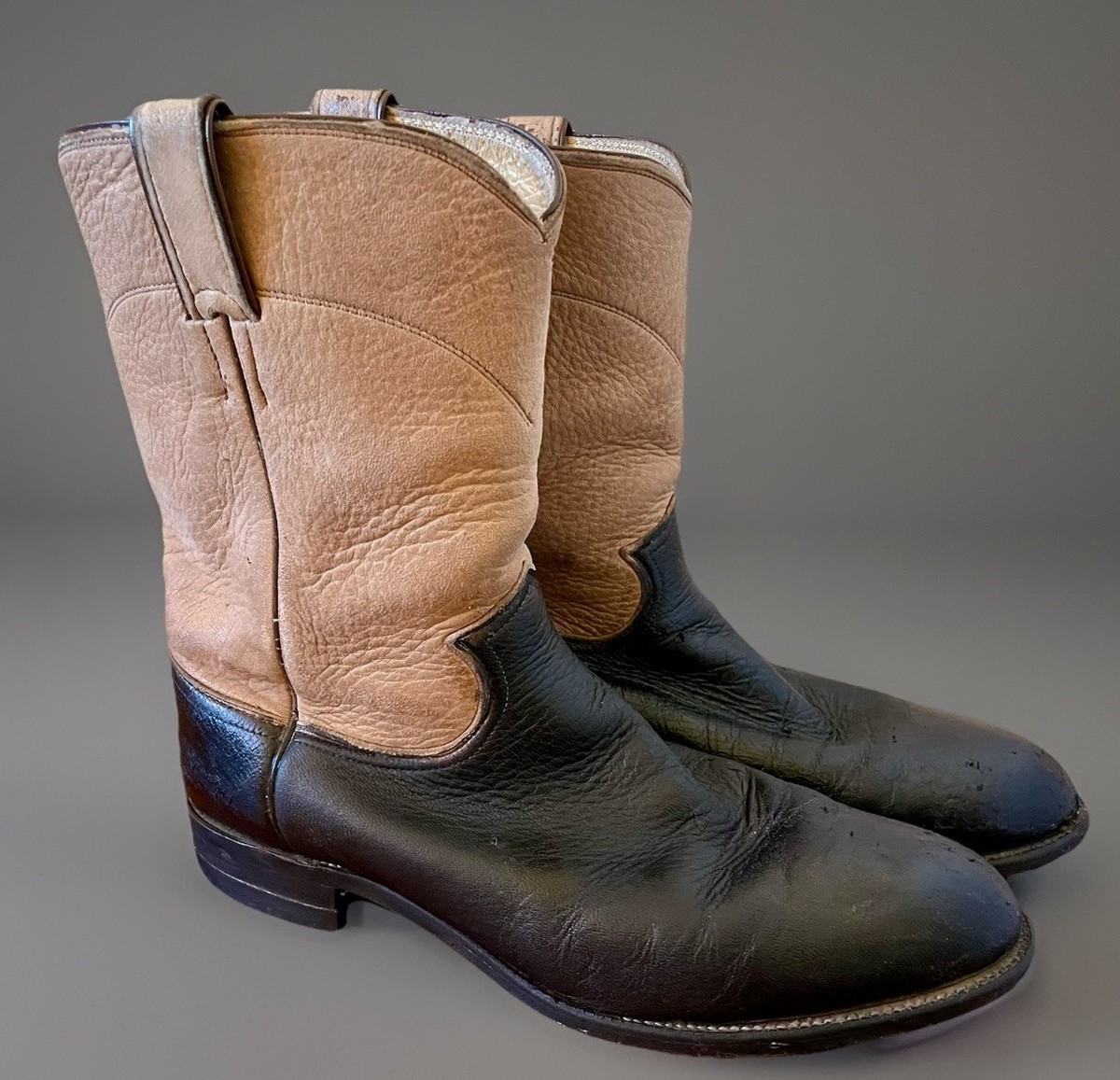 Justin Boots Tan and Black Leather Western Boots Justin Men main image 4