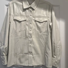 New Good American Better Than Leather Ivory/Bone Shirt/Jacket Women Size 2 (Med)