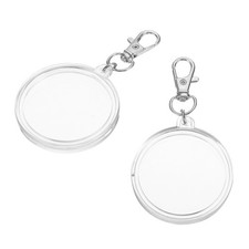 2pcs, 40mm Coin Holder Keychain Coin Case with Key Ring Buckle Silver