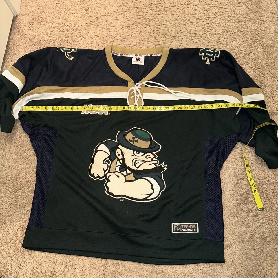 Vtg 90s NotreDame Fighting Irish NCAA Zephyr Hockey Jersey Men's Sz 56 XXL Green - Image 3 of 4