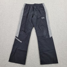 Under Armour Track Pants Boys Medium Youth Kids Black Logo Graphic meas 26x26