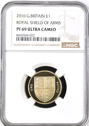 2016 £1 Pound Royal Shield Arms NGC PF69 Royal Mint Great Britain