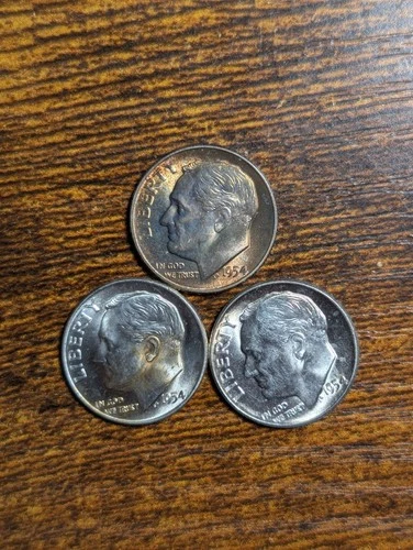 1954 P D S Roosevelt Dimes  CH BU  LUSTER! 90% Silver US