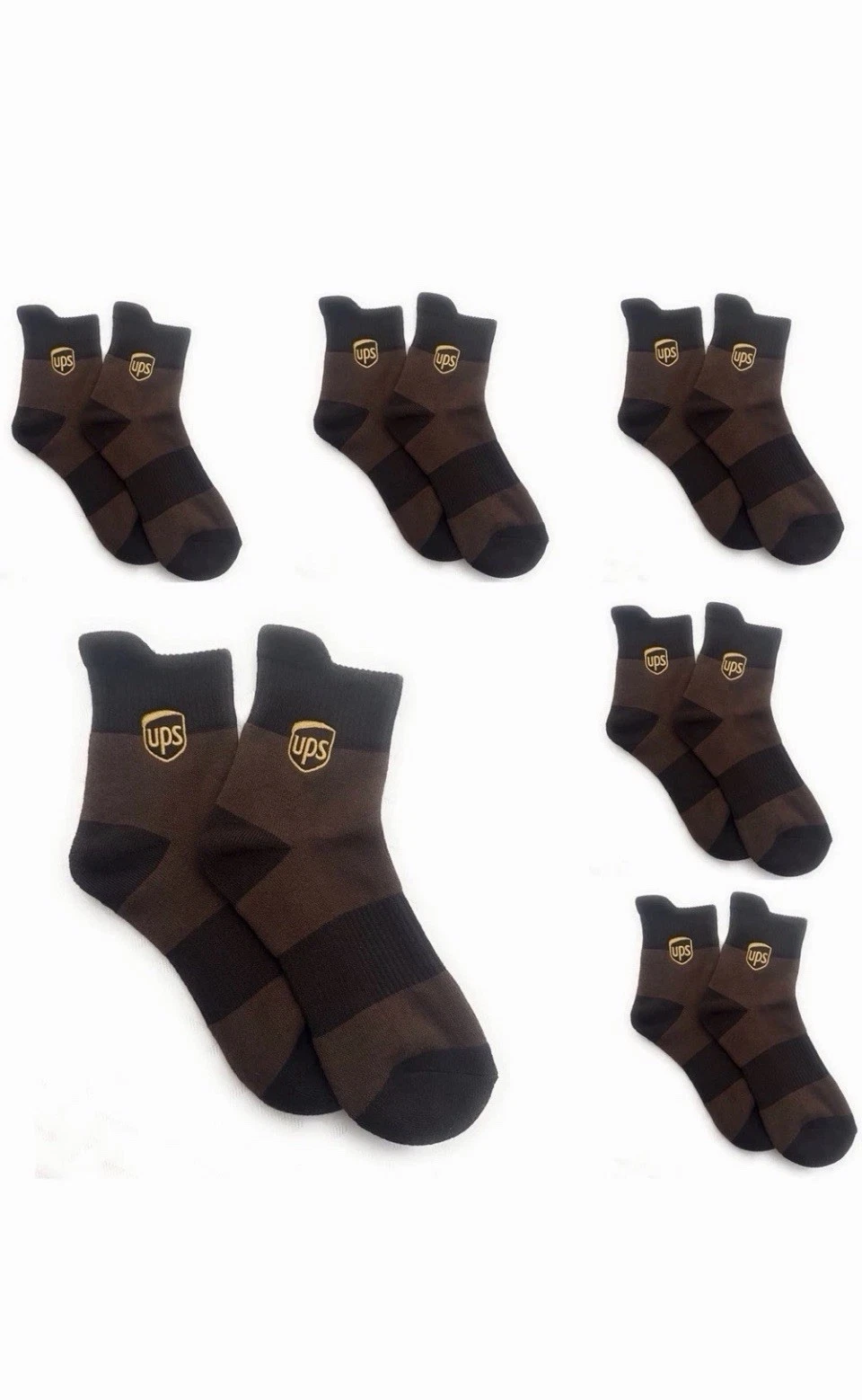 UPS Socks Cotton Striped Brown/Black Size L (6 Pairs)