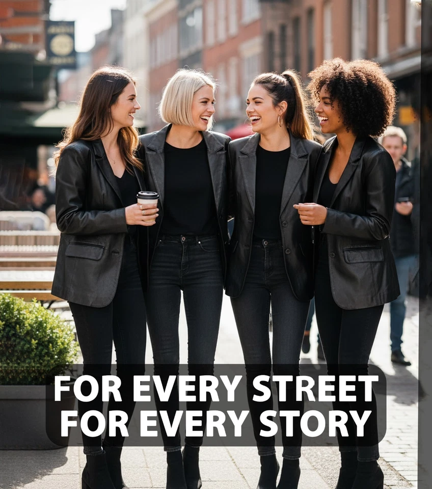 Two Button Lambskin Leather Blazer Jacket for Women Long Sleeves Coat Style - Image 3 of 4