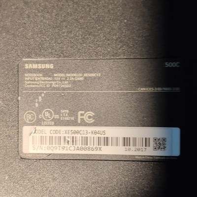 Samsung Chromebook XE500C13 11.6'' Celeron 4GB 32GB eMMC Chrome OS Black
