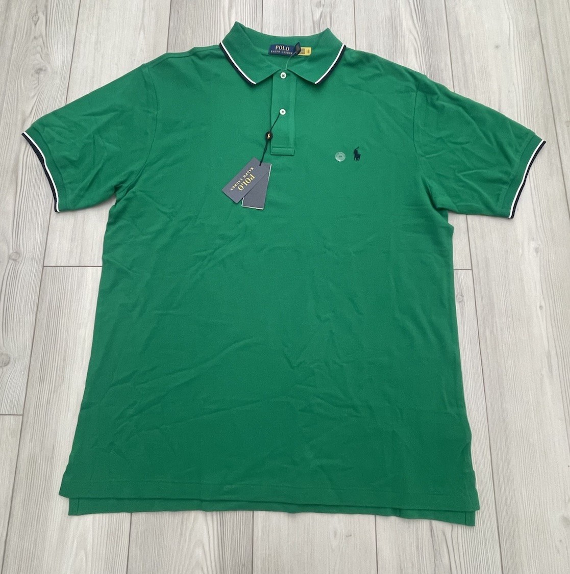 Polo Ralph Lauren Big - Tall Mens Green Tipped Short Sleeve Polo Shirt Sz XLT 9690₽