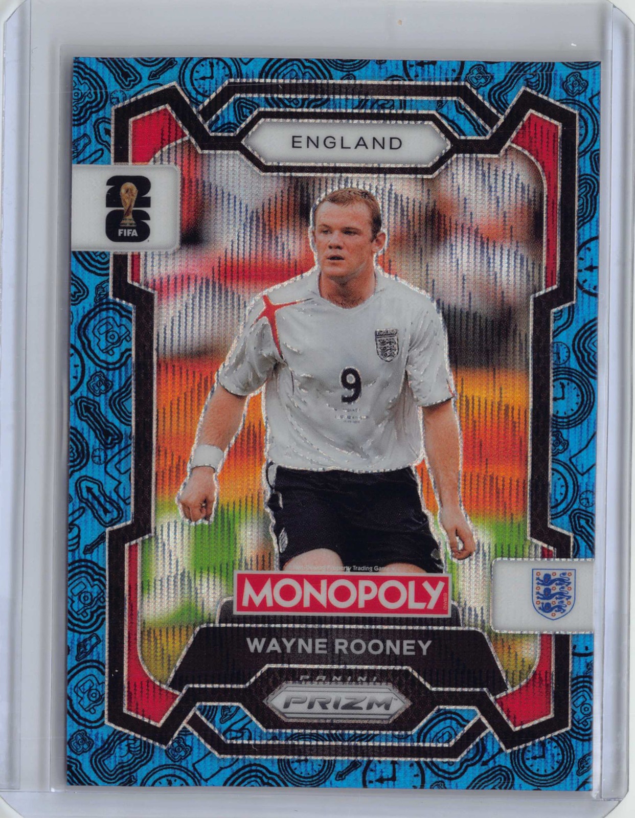 2026 Panini Prizm Monopoly FIFA #27 Wayne Rooney Four Corners Blue Wave