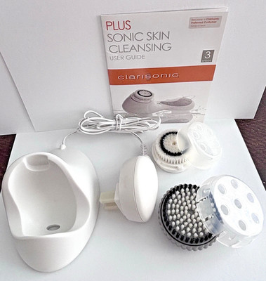 Clarisonic PLUS Sonic Skin Cleansing - 2 NEW BRUSHES with CHARGING BASE CRADLE