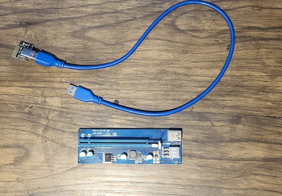 PCI-E 1x to 16x Powered USB 3.0 GPU Riser Extender Adapter Card Rigs Mining - Image 3 of 4