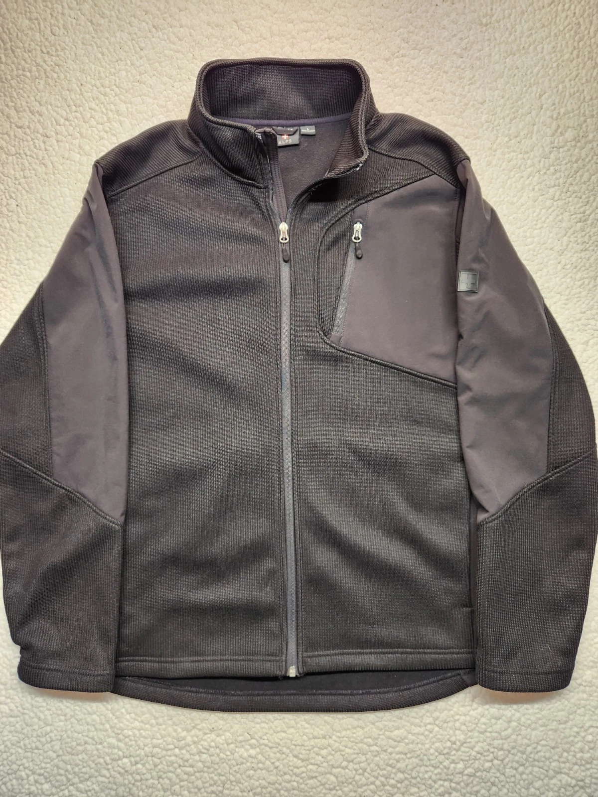 Swiss Alps Men’s Large Full Zip Fleece Jacket Gray Softshell Outdoor Coat
