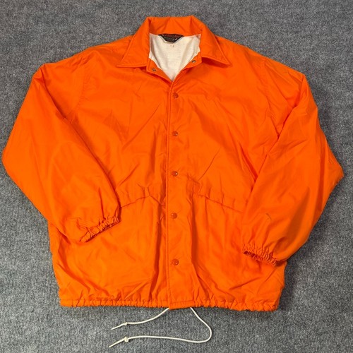 Pla-Jac by Dunbrooke Men’s L Orange Vintage Nylon Coach Jacket USA Windbreaker