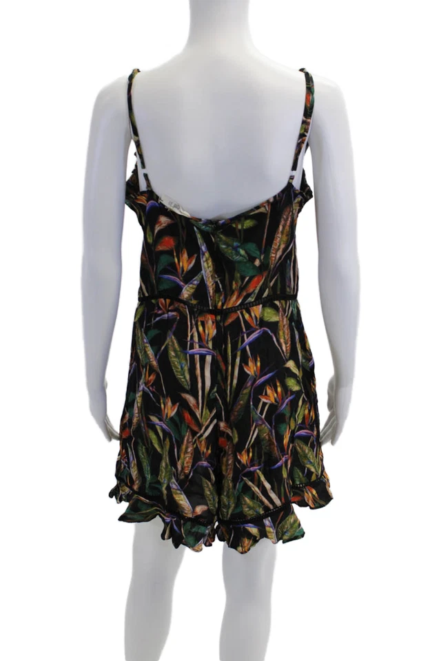 Mameluco sin mangas con estampado de hojas multicolor talla mediana Deby Debo para mujer Foto 3 de 4