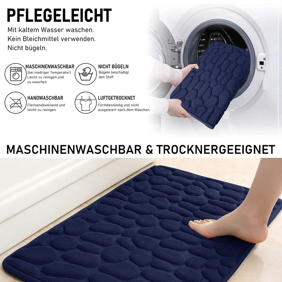 2 Tlg. Set Badmatte Badteppich Badvorleger Bad Dusche WC Teppich Bad-Teppiche - Bild 4 von 4