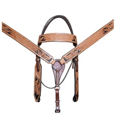 KK COMFYTACK By Hilason Western Horse Leather Breast Collar Headstall Set Side